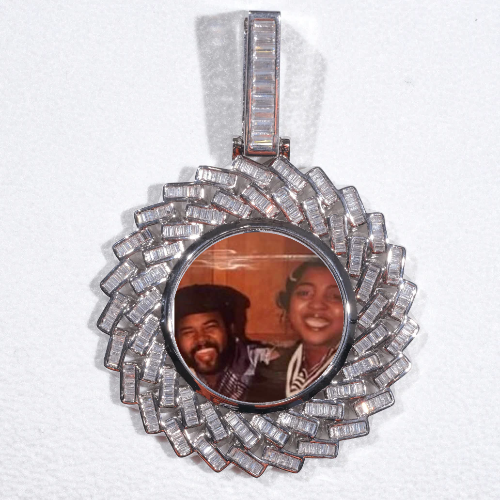 Large 3D Baguette Custom Picture Pendant