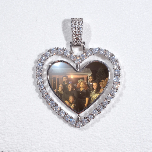 3D Spinning 2-Faced Heart Custom Picture Pendant