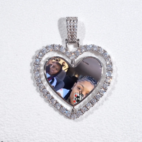 3D Spinning 2-Faced Heart Custom Picture Pendant