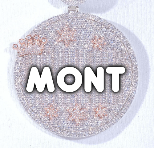 CUSTOM LETTER NECKLACE 3D BIG CROWN DISC