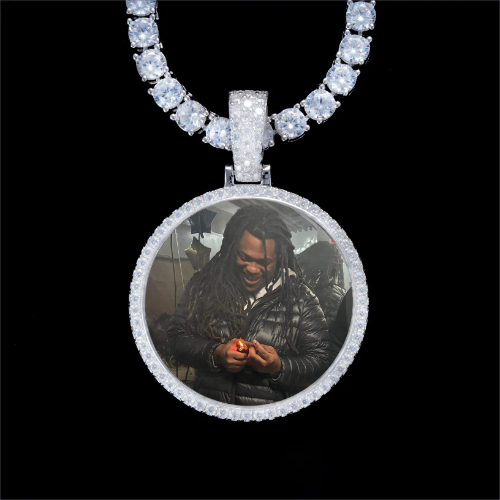 925S & VVS Moissanite 3D Circle Custom Picture Pendant