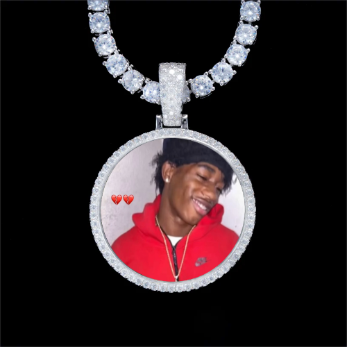 925S & VVS Moissanite 3D Circle Custom Picture Pendant