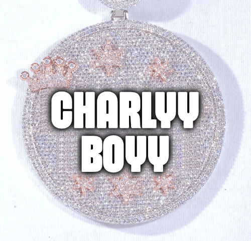 CUSTOM LETTER NECKLACE 3D BIG CROWN DISC