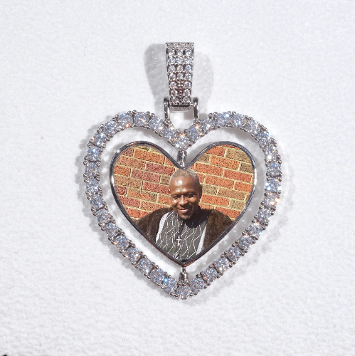 3D Spinning 2-Faced Heart Custom Picture Pendant