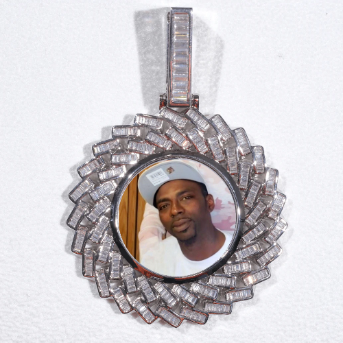 Large 3D Baguette Custom Picture Pendant