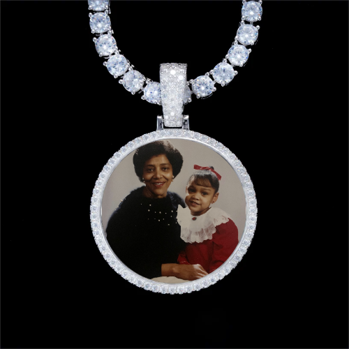 925S & VVS Moissanite 3D Circle Custom Picture Pendant