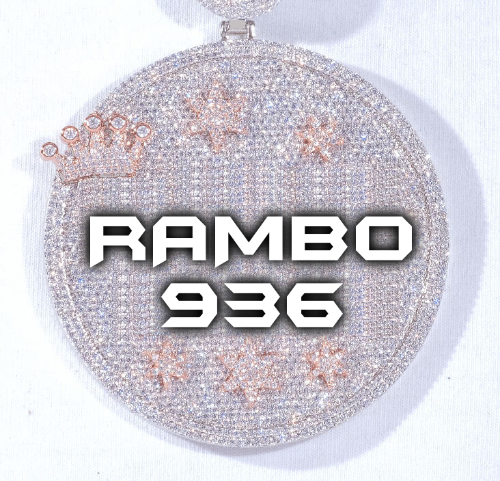 CUSTOM LETTER NECKLACE 3D BIG CROWN DISC