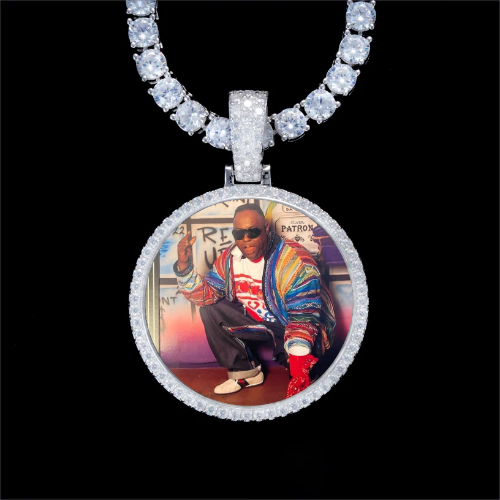 925S & VVS Moissanite 3D Circle Custom Picture Pendant