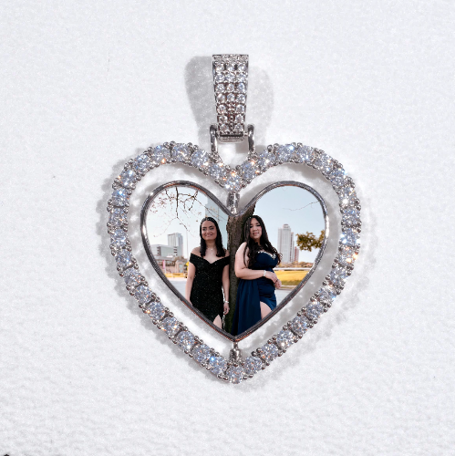 3D Spinning 2-Faced Heart Custom Picture Pendant