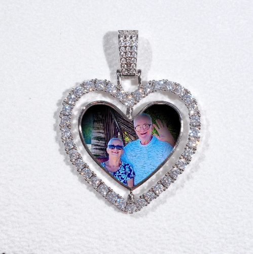 3D Spinning 2-Faced Heart Custom Picture Pendant
