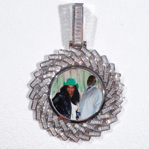 Large 3D Baguette Custom Picture Pendant