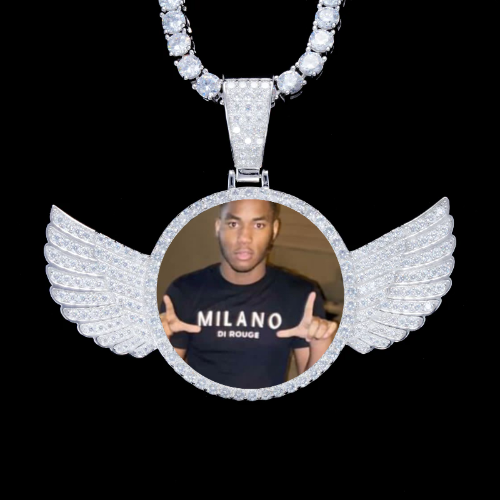 925S & VVS Moissanite 3D Wing Custom Picture Pendant