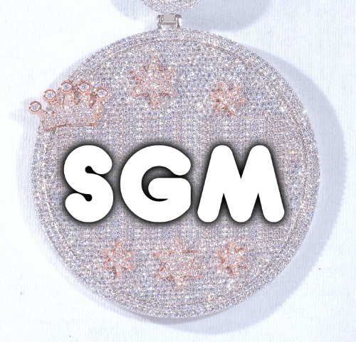 CUSTOM LETTER NECKLACE 3D BIG CROWN DISC