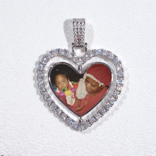 3D Spinning 2-Faced Heart Custom Picture Pendant