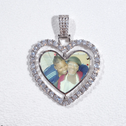 3D Spinning 2-Faced Heart Custom Picture Pendant
