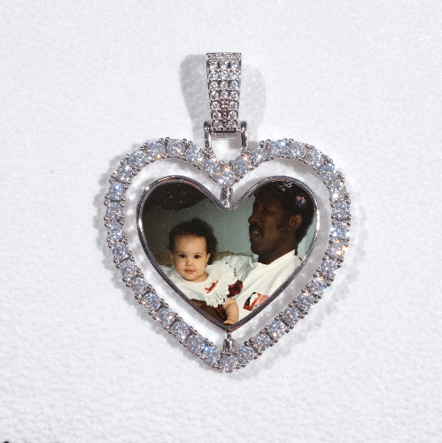 3D Spinning 2-Faced Heart Custom Picture Pendant