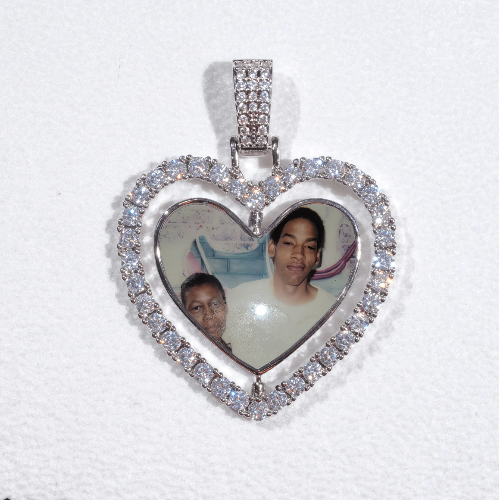 3D Spinning 2-Faced Heart Custom Picture Pendant