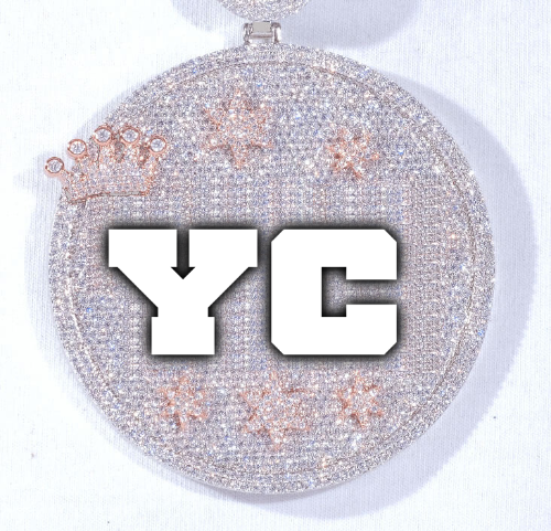 CUSTOM LETTER NECKLACE 3D BIG CROWN DISC
