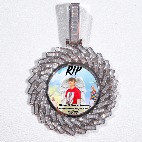 Large 3D Baguette Custom Picture Pendant