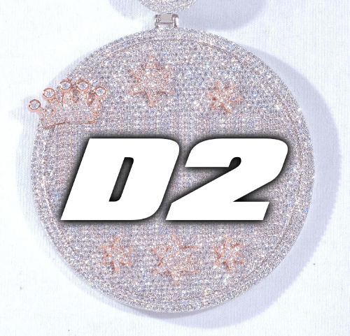 CUSTOM LETTER NECKLACE 3D BIG CROWN DISC