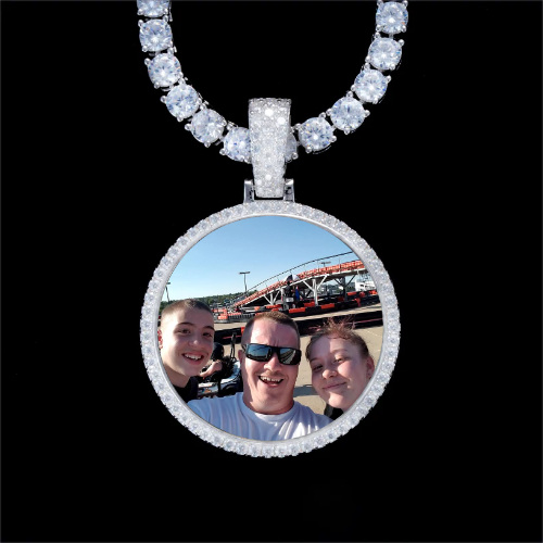 925S & VVS Moissanite 3D Circle Custom Picture Pendant