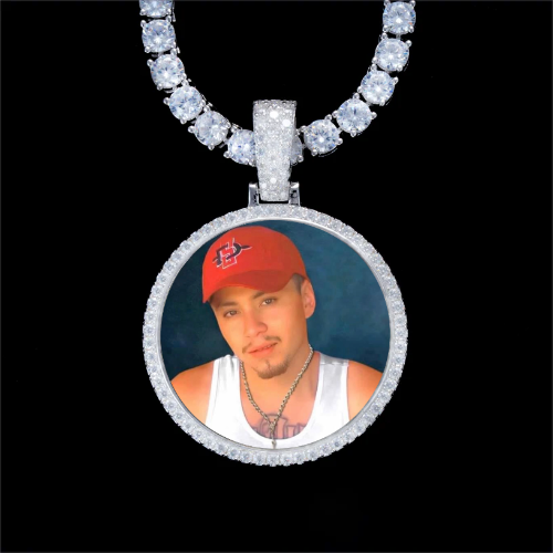 925S & VVS Moissanite 3D Circle Custom Picture Pendant