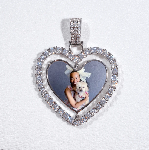 3D Spinning 2-Faced Heart Custom Picture Pendant