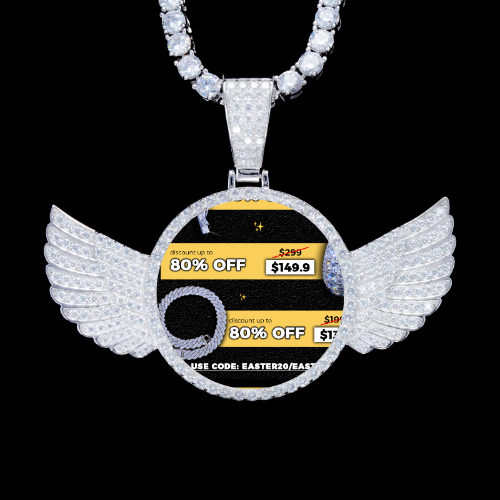 925S & VVS Moissanite 3D Wing Custom Picture Pendant