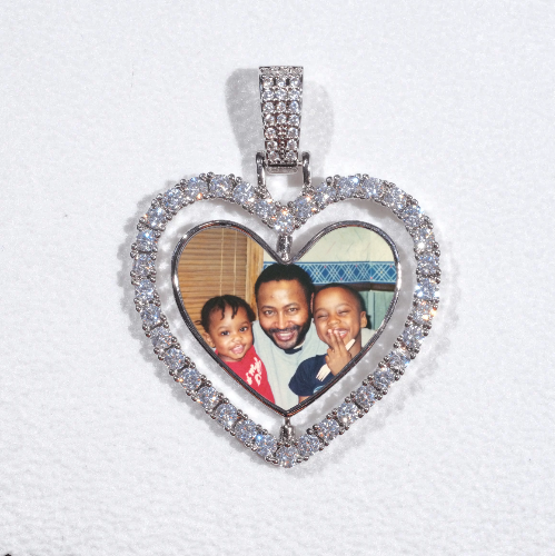 3D Spinning 2-Faced Heart Custom Picture Pendant