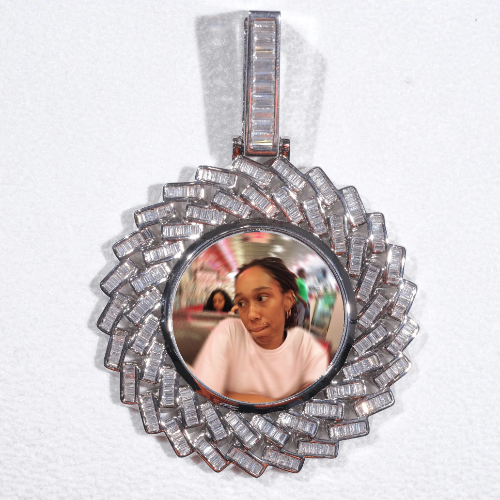 Large 3D Baguette Custom Picture Pendant