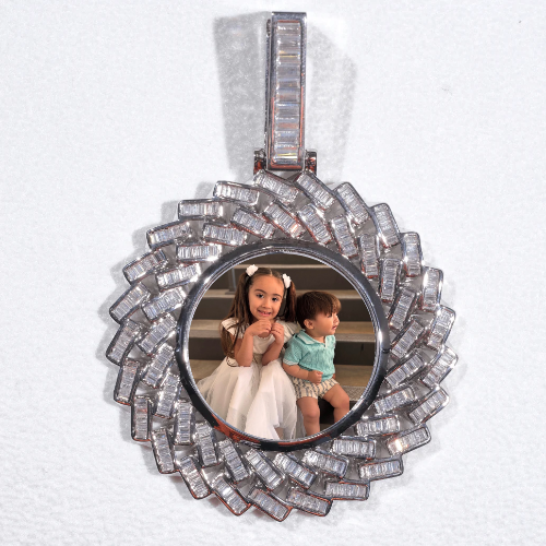 Large 3D Baguette Custom Picture Pendant