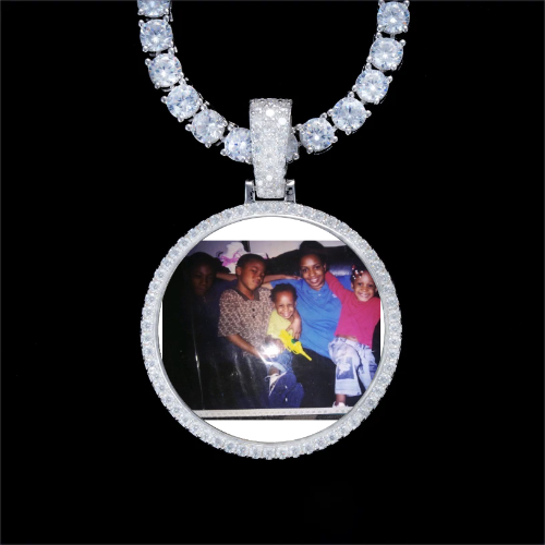 925S & VVS Moissanite 3D Circle Custom Picture Pendant