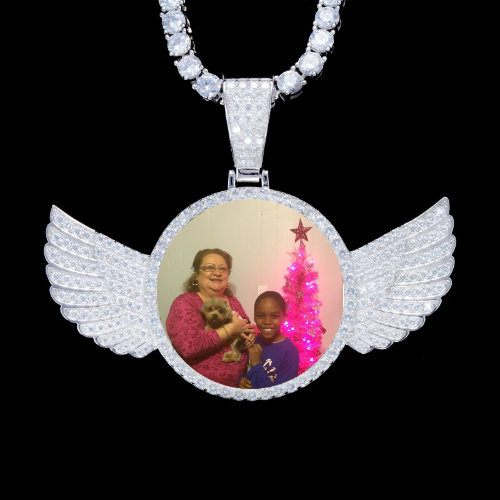 925S & VVS Moissanite 3D Wing Custom Picture Pendant