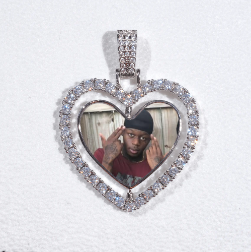 3D Spinning 2-Faced Heart Custom Picture Pendant
