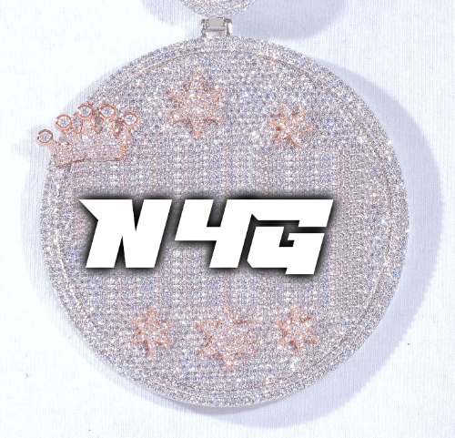 CUSTOM LETTER NECKLACE 3D BIG CROWN DISC