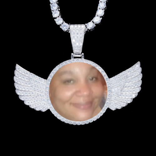 925S & VVS Moissanite 3D Wing Custom Picture Pendant