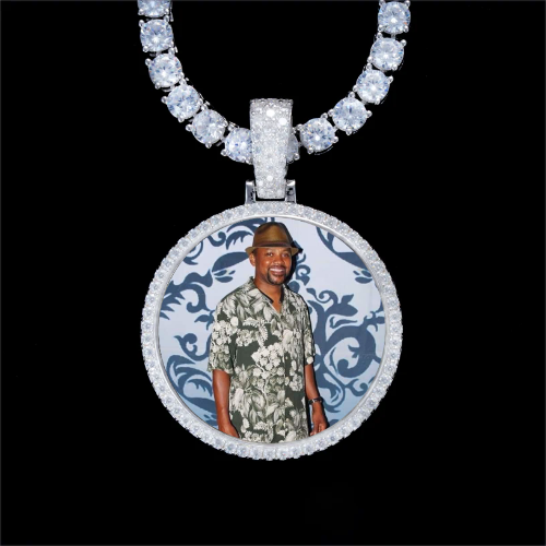 925S & VVS Moissanite 3D Circle Custom Picture Pendant