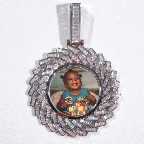 Large 3D Baguette Custom Picture Pendant