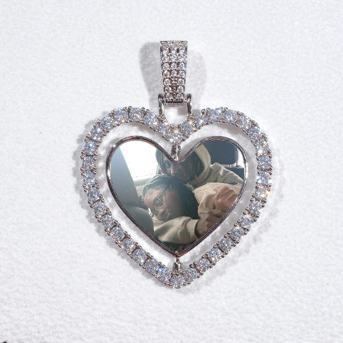 3D Spinning 2-Faced Heart Custom Picture Pendant