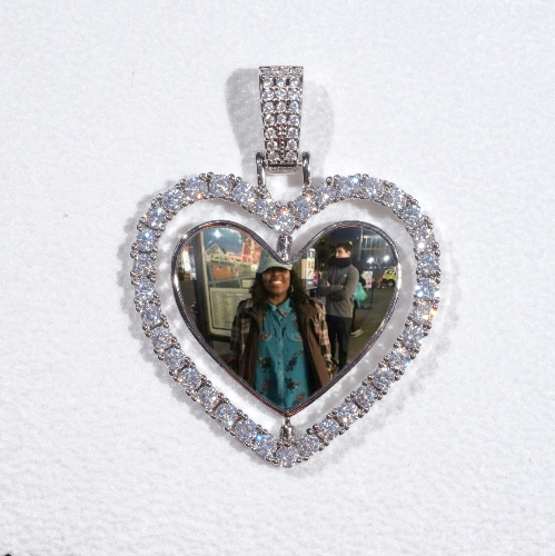 3D Spinning 2-Faced Heart Custom Picture Pendant