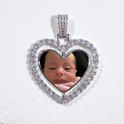 3D Spinning 2-Faced Heart Custom Picture Pendant