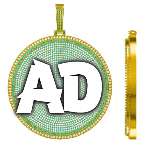 CUSTOM LETTER NECKLACE 3D BIG DISC