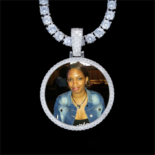 925S & VVS Moissanite 3D Circle Custom Picture Pendant