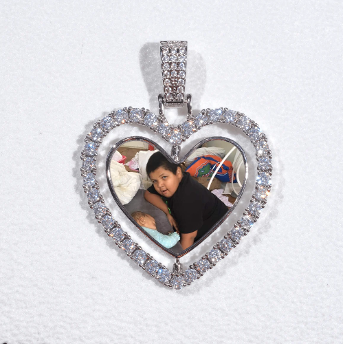 3D Spinning 2-Faced Heart Custom Picture Pendant
