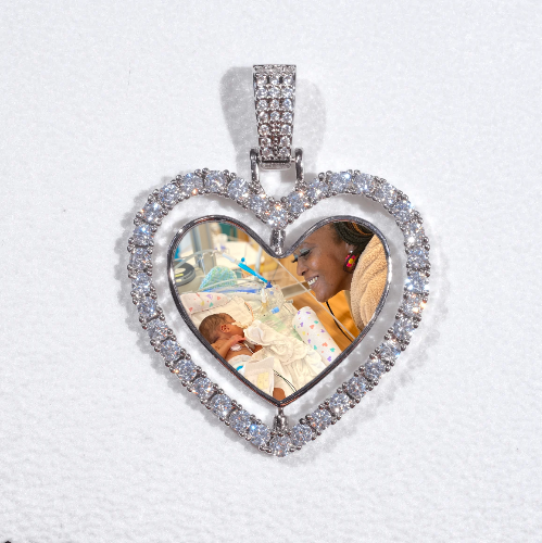 3D Spinning 2-Faced Heart Custom Picture Pendant