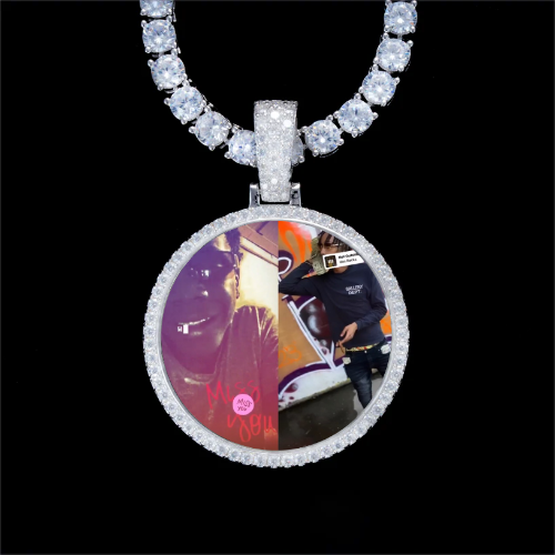 925S & VVS Moissanite 3D Circle Custom Picture Pendant