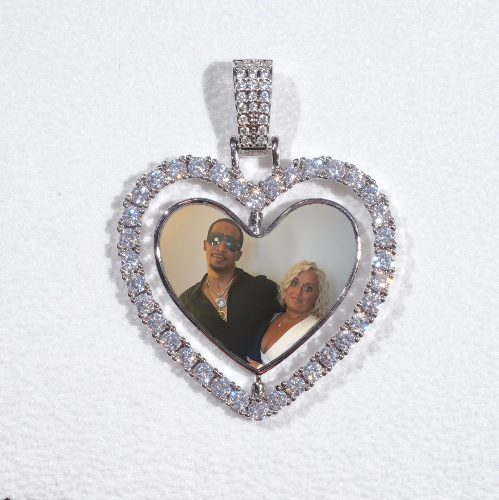 3D Spinning 2-Faced Heart Custom Picture Pendant