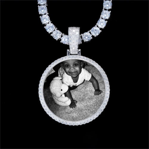 925S & VVS Moissanite 3D Circle Custom Picture Pendant