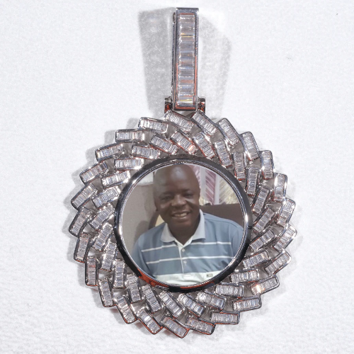 Large 3D Baguette Custom Picture Pendant