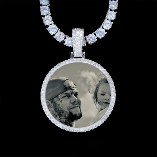 925S & VVS Moissanite 3D Circle Custom Picture Pendant
